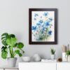 Blue Botanical Wild Flower Wall Art, Watercolor Print, Isolated | Framed Vertical Poster