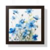Blue Botanical Wild Flower Wall Art, Watercolor Print, Isolated | Framed Vertical Poster