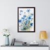 Blue Botanical Wild Flower Wall Art, Watercolor Print, Isolated | Framed Vertical Poster