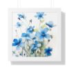 Blue Botanical Wild Flower Wall Art, Watercolor Print, Isolated | Framed Vertical Poster