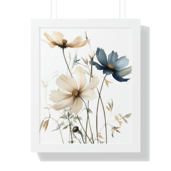 Wild Flower Framed Print | Flowermarket Watercolor Neutral Subdued Botanical Wall Art | Artful Dainty Wild Cosmos Flowers