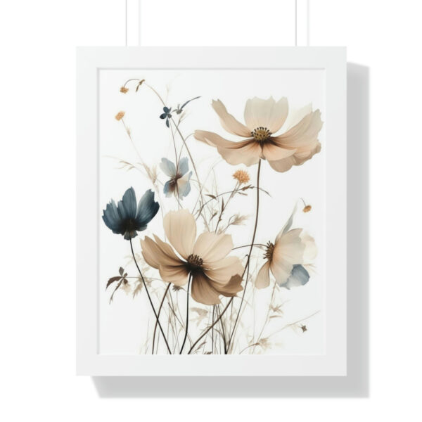 Wild Flower Framed Print | Flowermarket Watercolor Neutral Subdued Botanical Wall Art | Artful Dainty Wild Cosmos Flowers