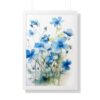 Blue Botanical Wild Flower Wall Art, Watercolor Print, Isolated | Framed Vertical Poster