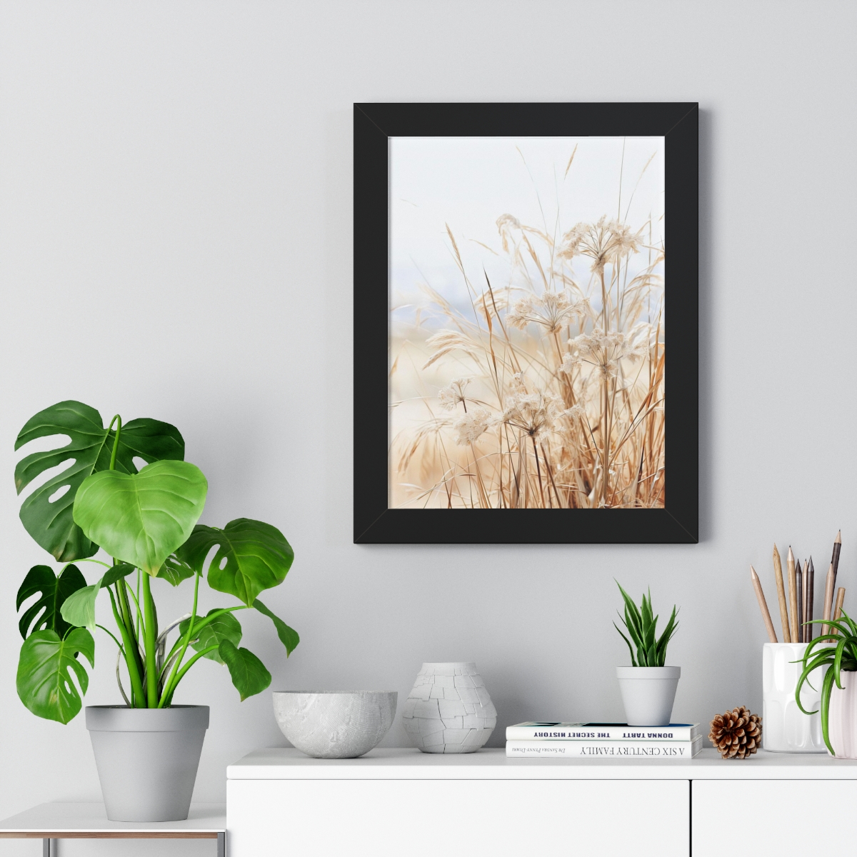 Neutral Botanical Dried Prairie Grass 1 of 3 | Framed Poster