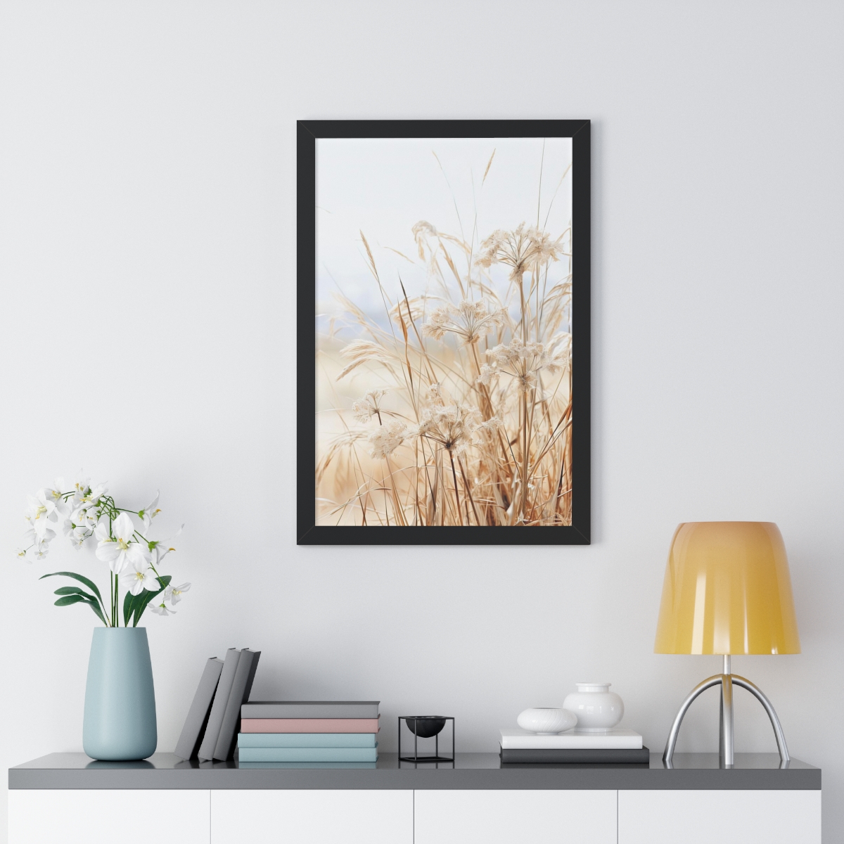 Neutral Botanical Dried Prairie Grass 1 of 3 | Framed Poster
