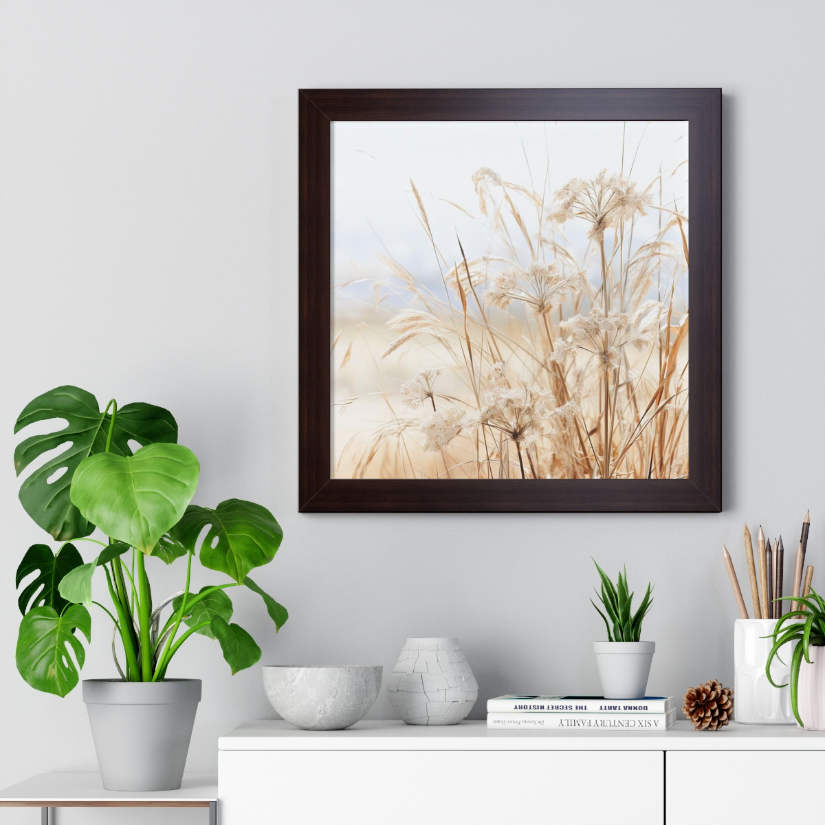 Neutral Botanical Dried Prairie Grass 1 of 3 | Framed Poster