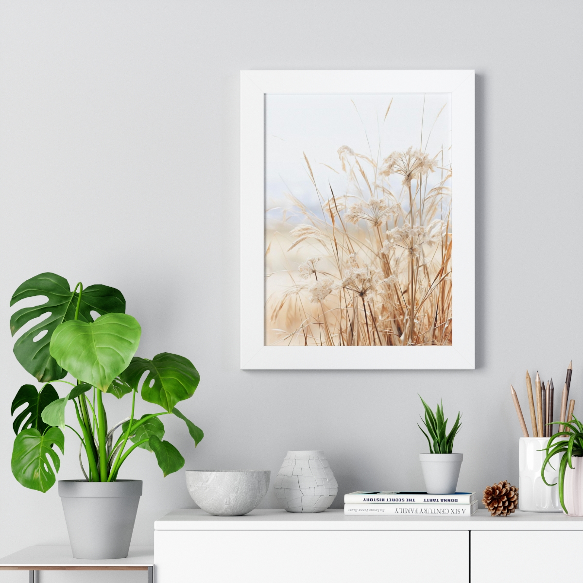 Neutral Botanical Dried Prairie Grass 1 of 3 | Framed Poster
