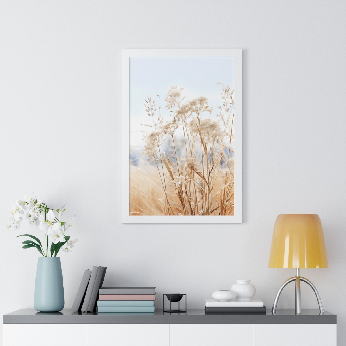 Neutral Botanical Dried Prairie Grass 3 of 3 | Framed Poster