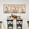 Vintage Floral Berries Wall Art Poster over a Garnished Dining Table with Fall Thanksgiving Holiday Decor