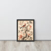 Vintage Floral Motifs with Birds 01 | Framed poster