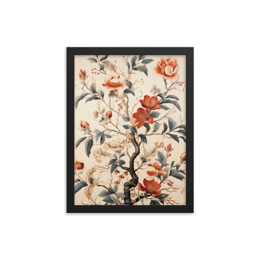 Vintage Floral Motifs with Flowers 01 | Framed Poster
