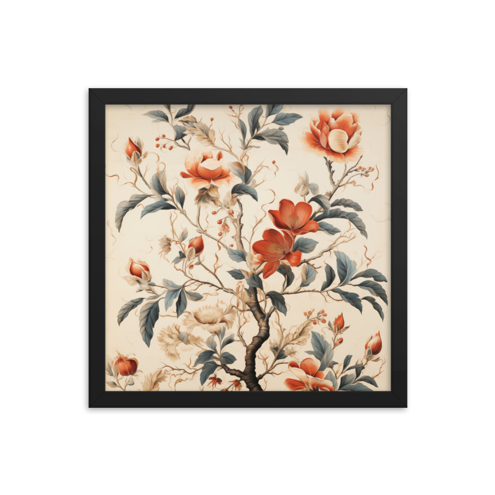 Vintage Floral Motifs with Flowers 01 | Framed Poster