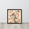 Vintage Floral Motifs with Birds 01 | Framed poster