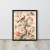 Vintage Floral Motifs with Birds 01 | Framed poster