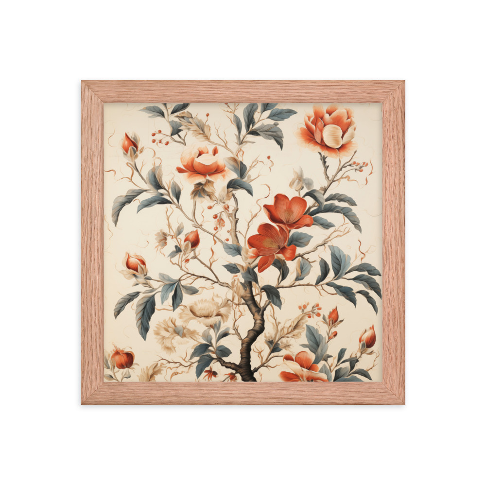Vintage Floral Motifs with Flowers 01 | Framed Poster