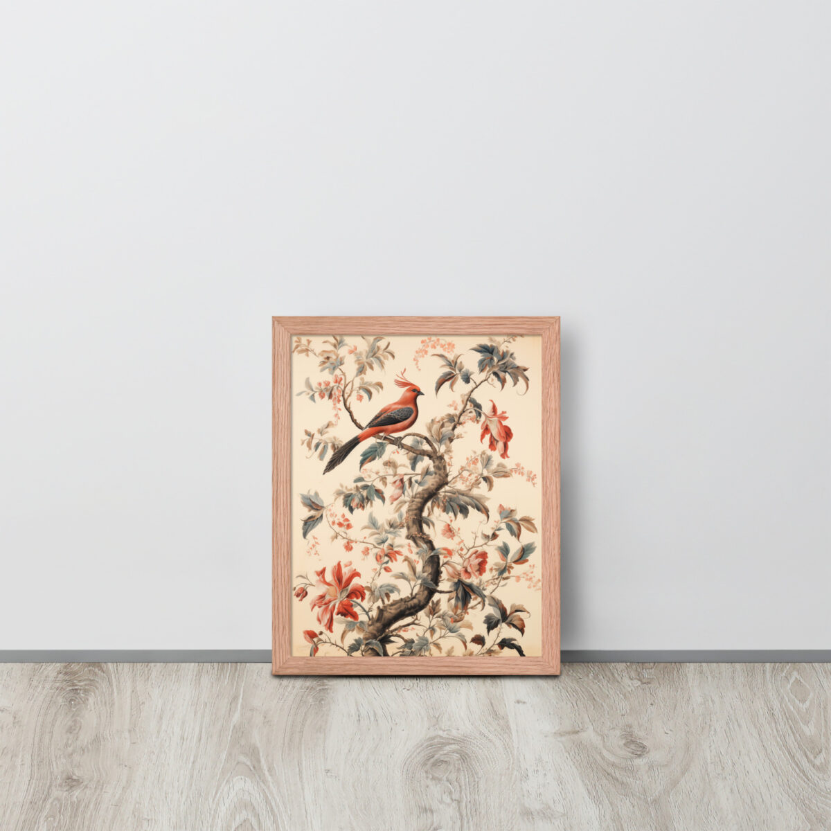 Vintage Floral Motifs with Birds 01 | Framed poster