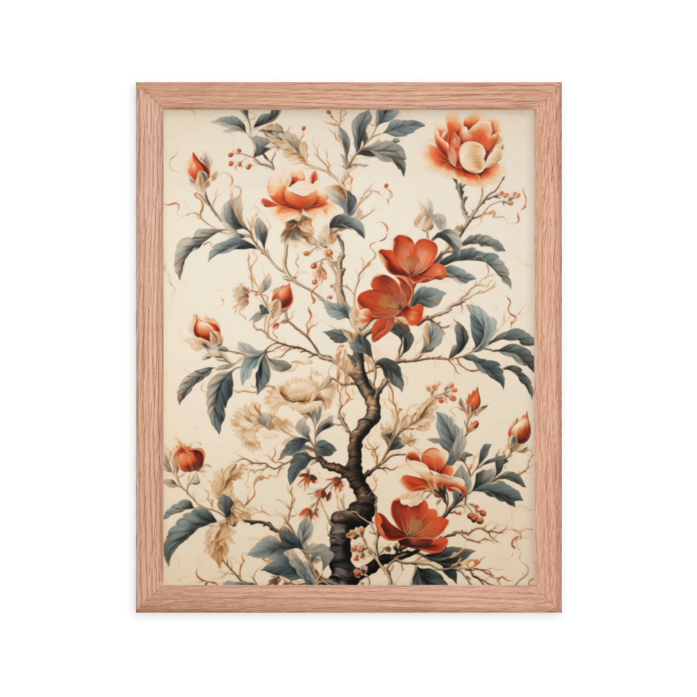 Vintage Floral Motifs with Flowers 01 | Framed Poster