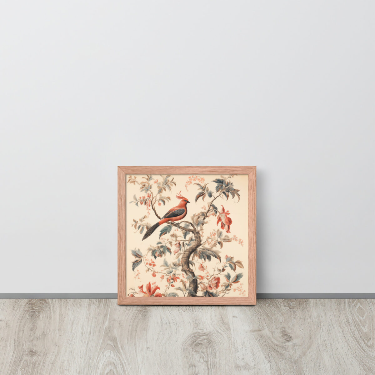 Vintage Floral Motifs with Birds 01 | Framed poster