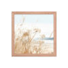 White Flowers Grass Wall Art with Seascape Background | Framed poster