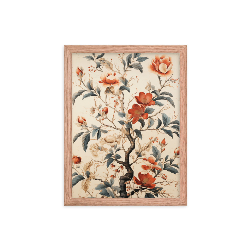 Vintage Floral Motifs with Flowers 01 | Framed Poster