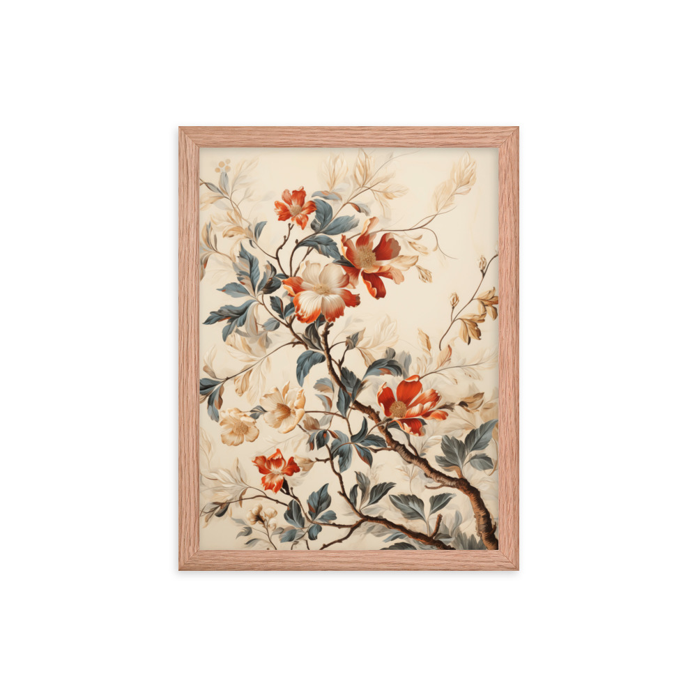 Vintage Floral Motifs with Flowers 03 | Framed Poster