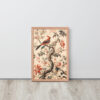 Vintage Floral Motifs with Birds 01 | Framed poster