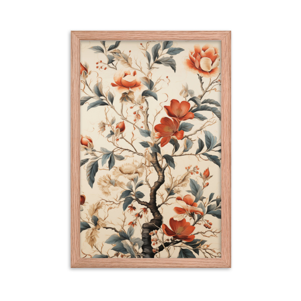 Vintage Floral Motifs with Flowers 01 | Framed Poster