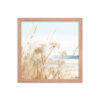 White Flowers Grass Wall Art with Seascape Background | Framed poster