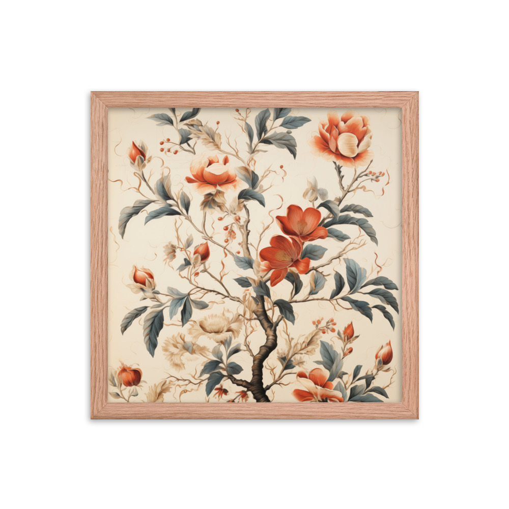 Vintage Floral Motifs with Flowers 01 | Framed Poster