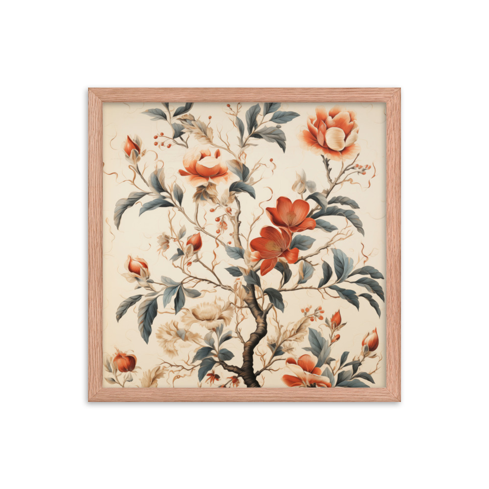 Vintage Floral Motifs with Flowers 01 | Framed Poster