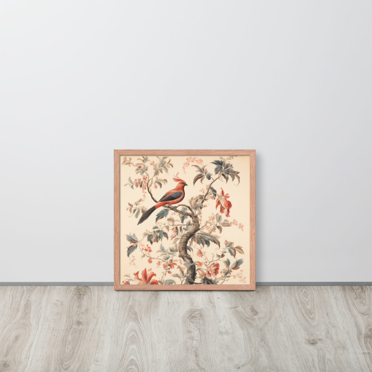 Vintage Floral Motifs with Birds 01 | Framed poster