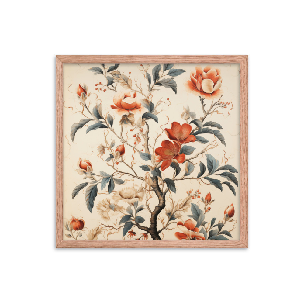 Vintage Floral Motifs with Flowers 01 | Framed Poster
