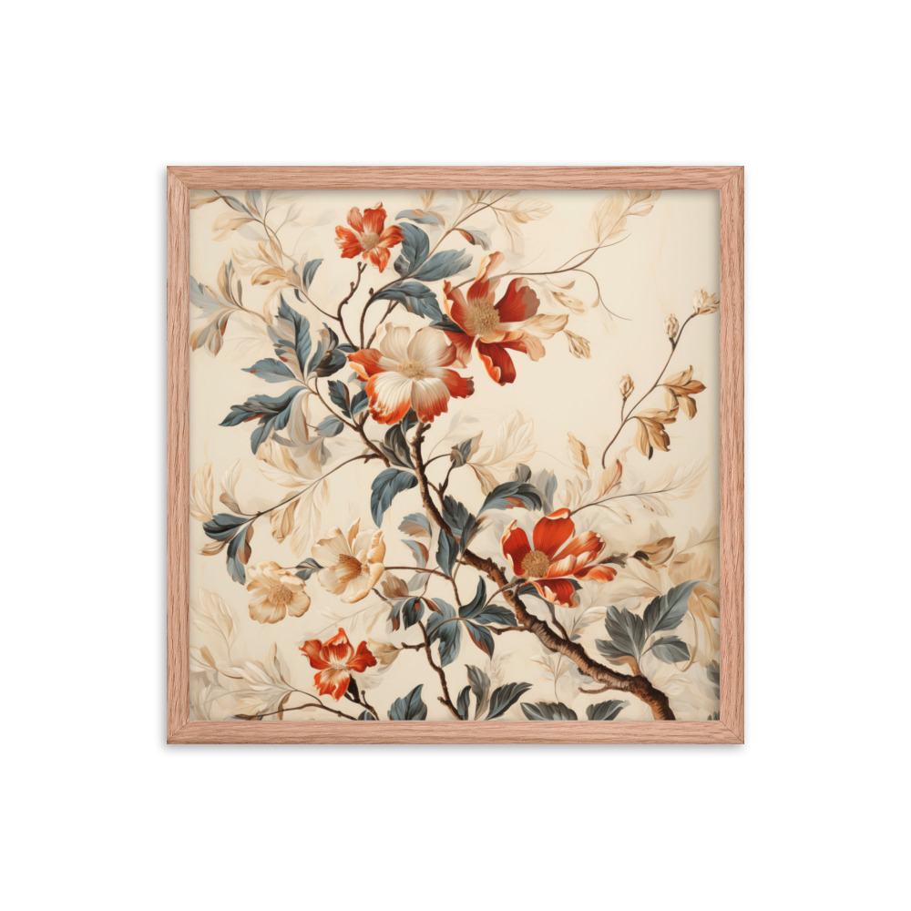Vintage Floral Motifs with Flowers 03 | Framed Poster