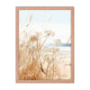 White Flowers Grass Wall Art with Seascape Background | Framed poster