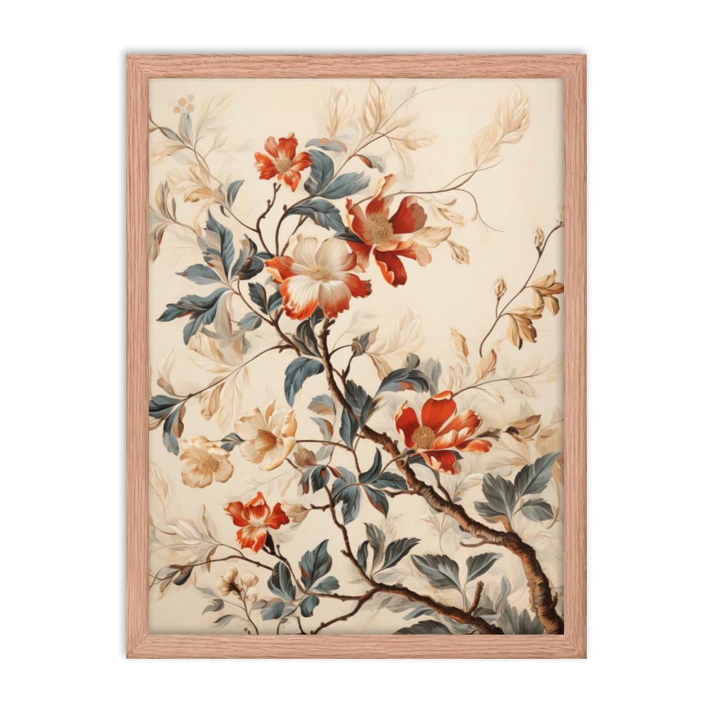 Vintage Floral Motifs with Flowers 03 | Framed Poster