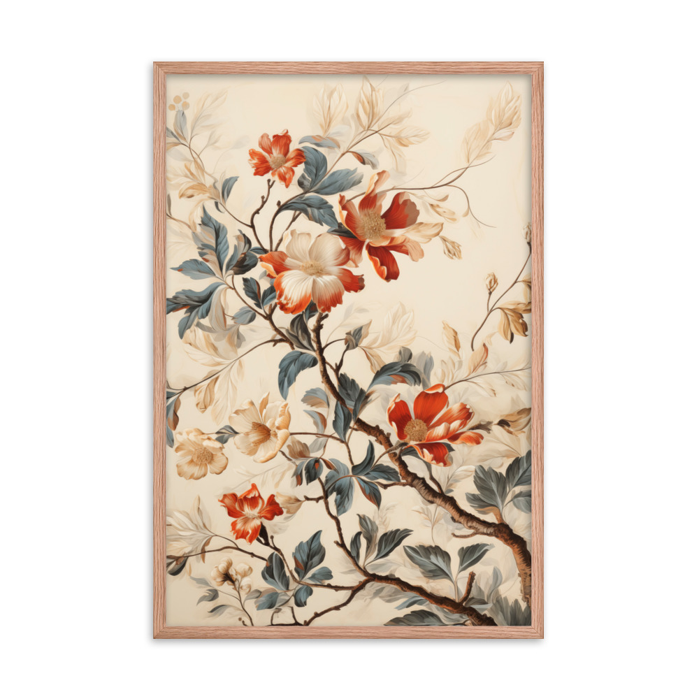 Vintage Floral Motifs with Flowers 03 | Framed Poster
