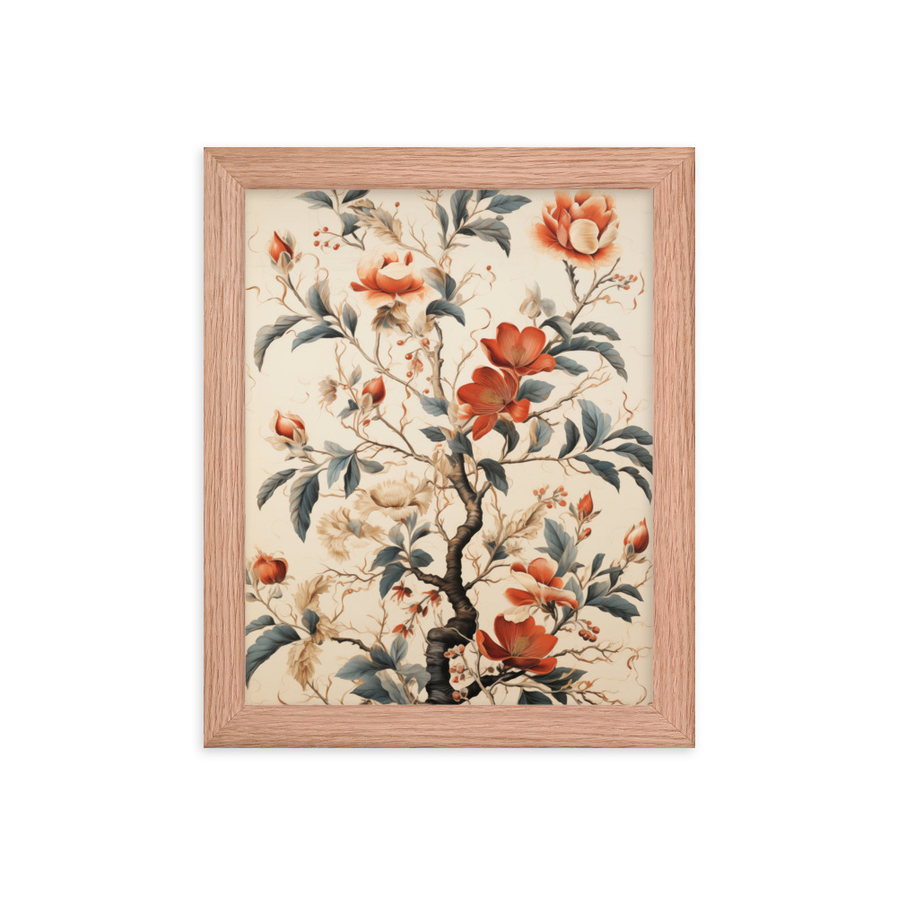 Vintage Floral Motifs with Flowers 01 | Framed Poster