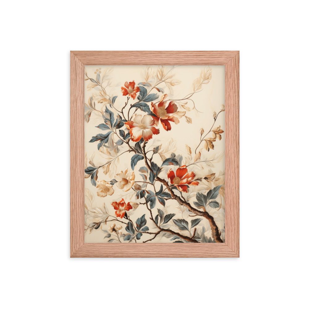 Vintage Floral Motifs with Flowers 03 | Framed Poster