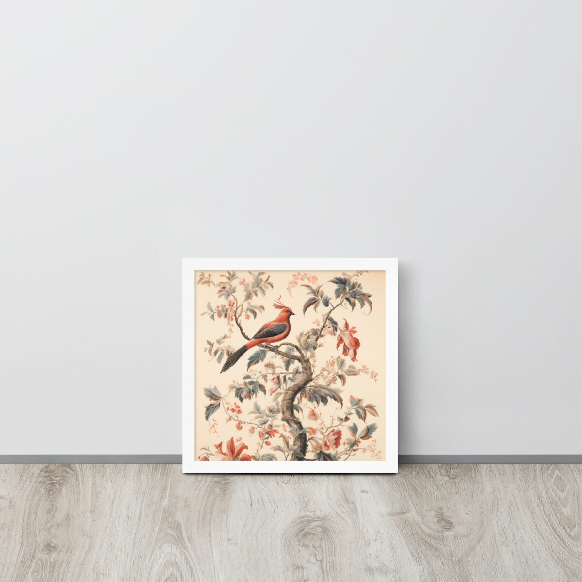 Vintage Floral Motifs with Birds 01 | Framed poster