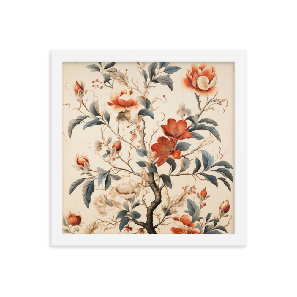 Vintage Floral Motifs with Flowers 01 | Framed Poster