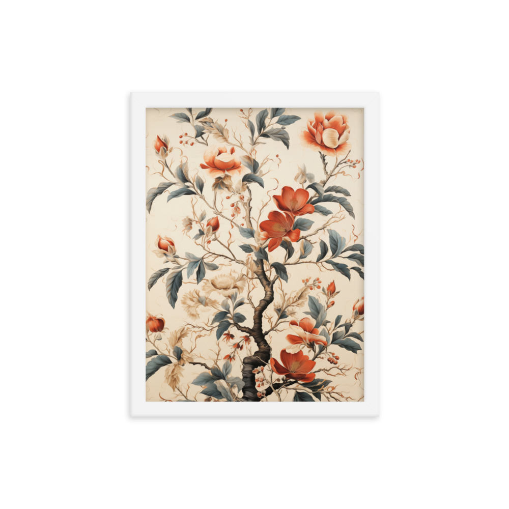 Vintage Floral Motifs with Flowers 01 | Framed Poster