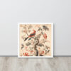 Vintage Floral Motifs with Birds 01 | Framed poster