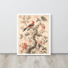 Vintage Floral Motifs with Birds 01 | Framed poster