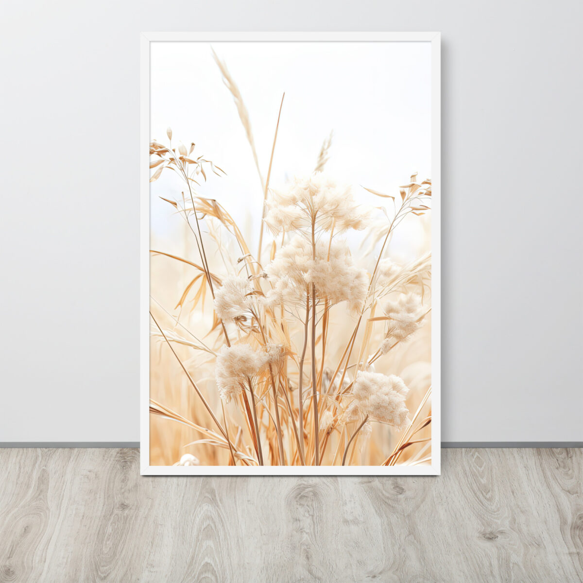 Dried Prairier Grass White Flowers | Framed Poster