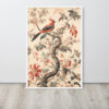 Vintage Floral Motifs with Birds 01 | Framed poster