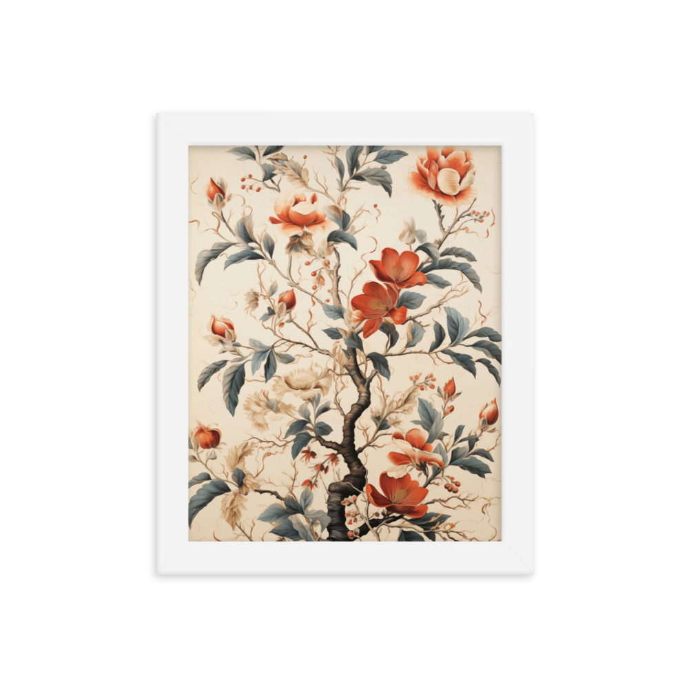 Vintage Floral Motifs with Flowers 01 | Framed Poster
