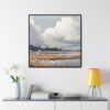 Clouds & Wildflowers Landscape Painting | Framed Gallery Wrapped Canvas