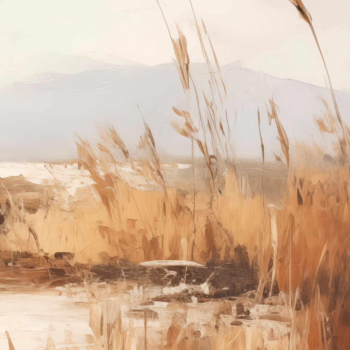 Coastal Serenity at Dusk: Pampas | Framed Gallery Canvas