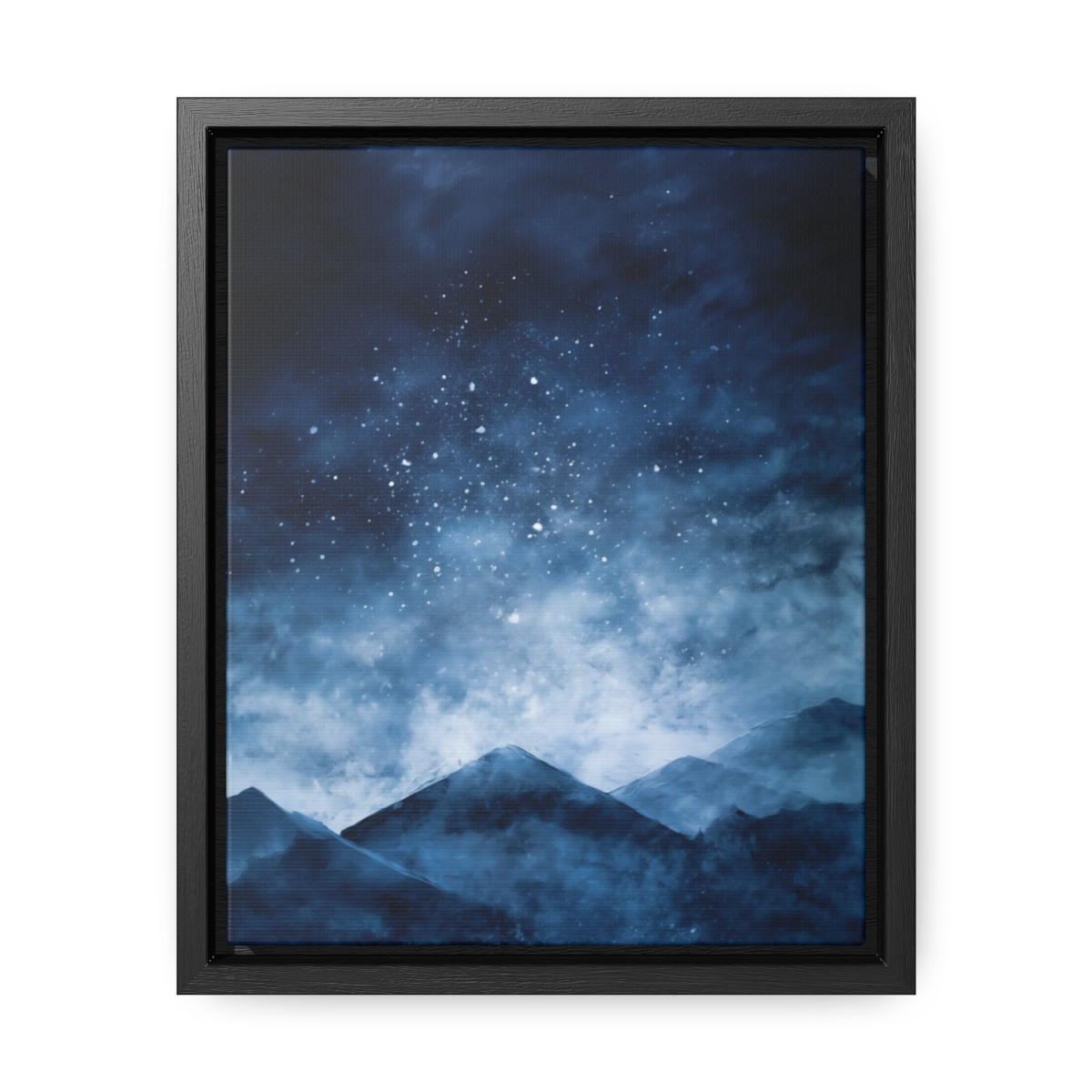Snowy Mountains Blue Abstract Art | Framed Gallery Wrapped Canvas
