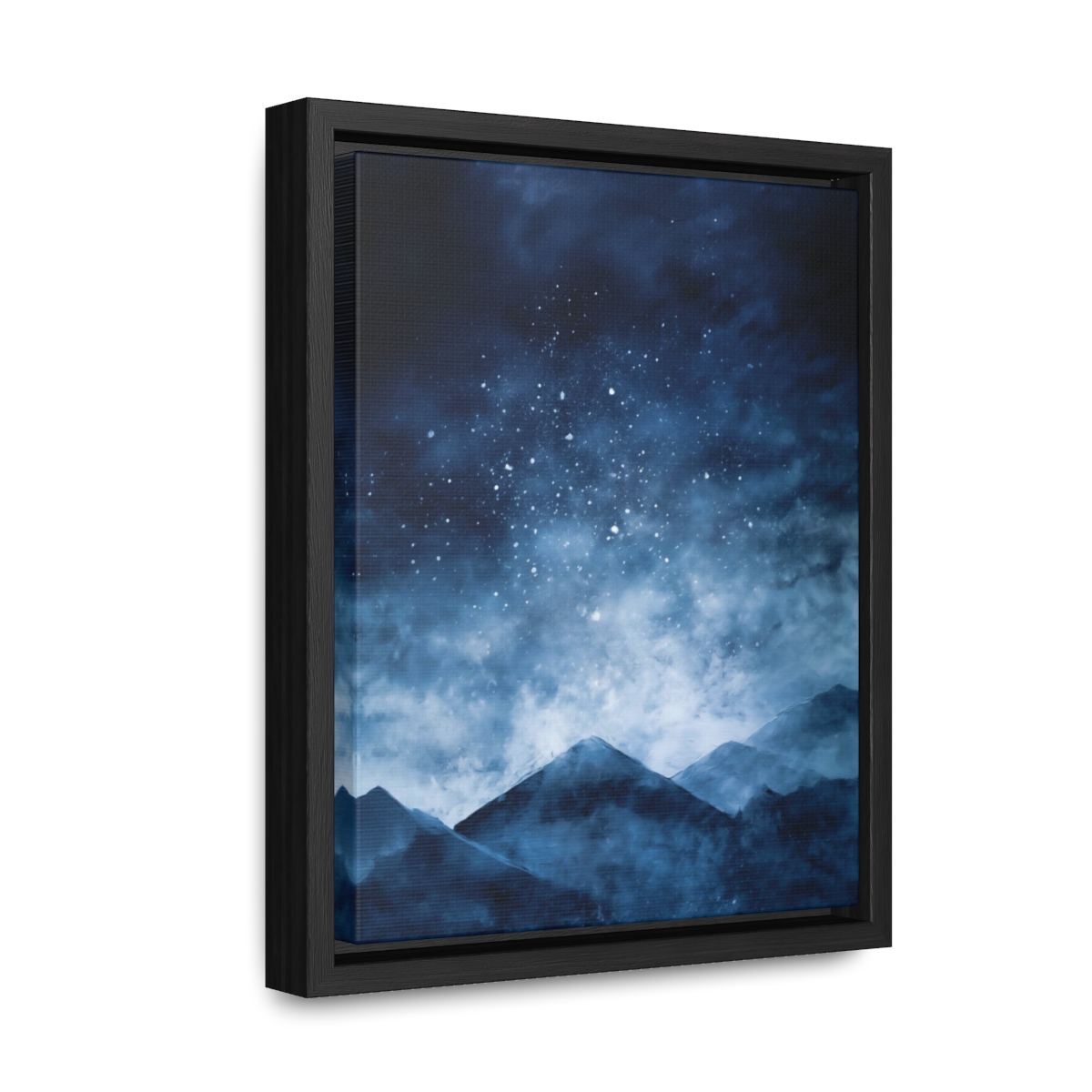 Snowy Mountains Blue Abstract Art | Framed Gallery Wrapped Canvas